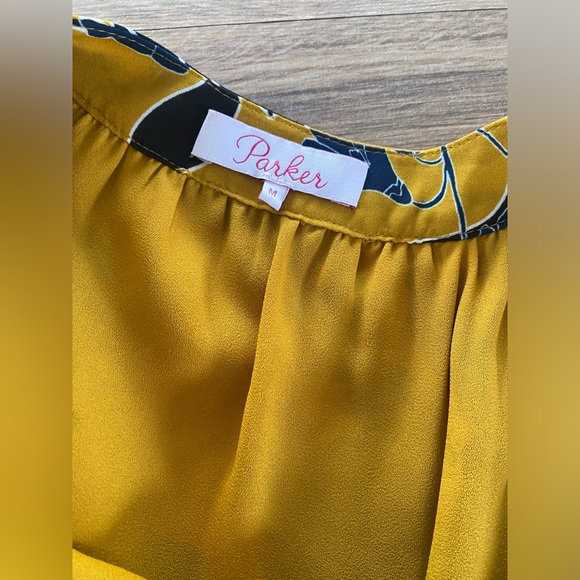 Parker Women's Gigi Long Sleeve Tie Neck Smock Waist Short Dress - Picture 6 of 8